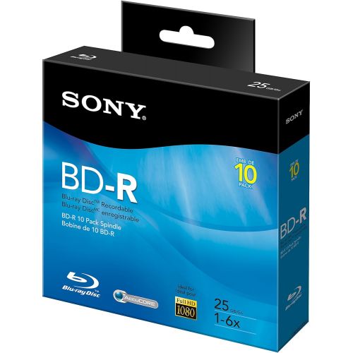 소니 Sony 10BNR25RNS 6x 25GB Recordable Blu-Ray Disc - 10 Pack Spindle