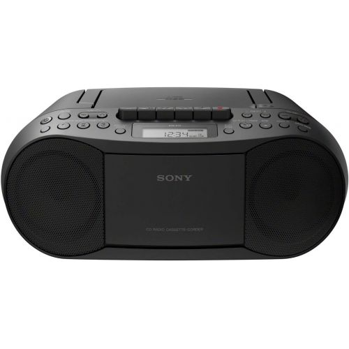 소니 Sony CFDS70 Stereo CD/Cassette Boombox Home Audio Radio (Black) with 6 Stamina C-Batteries Bundle (2 Items)
