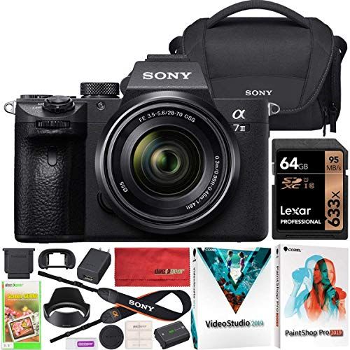 소니 Sony ILCE-7M3KB a7III Full Frame Mirrorless Camera with Lens Kit SEL2870 FE 28-70mm F3.5-5.6 OSS Bundle Including Sony LCSU21 Carrying Case + 64GB Memory Card + Deco Gear Accessori