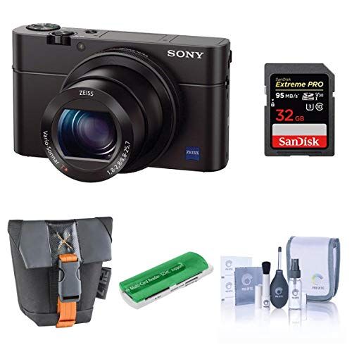 소니 Sony Cyber-Shot DSC-RX100 III Digital Camera, 20.1MP - Bundle with Case, 32GB Class 10 SDHC Card, Cleaning Kit, USB Card Reader