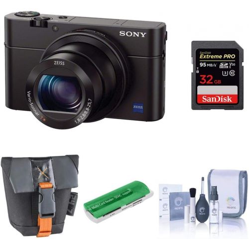 소니 Sony Cyber-Shot DSC-RX100 III Digital Camera, 20.1MP - Bundle with Case, 32GB Class 10 SDHC Card, Cleaning Kit, USB Card Reader