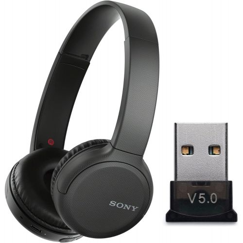 소니 Sony WH-CH510 Wireless On-Ear Headphones (Black) with USB Bluetooth Dongle Adapter Bundle (2 Items)