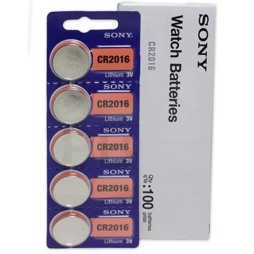 소니 Sony CR2016 3 Volt Lithium Manganese Dioxide Batteries, Genuine Sony Blister Packaging (100 Pieces)