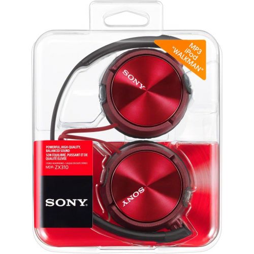 소니 Sony Foldable Headphones with Smartphone Mic and Control - Metallic Red