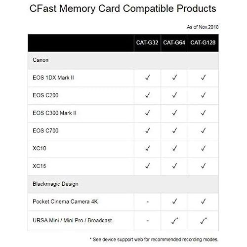 소니 Sony CAT-G64 64GB High Performance CFast G Series 2.0 Memory Card