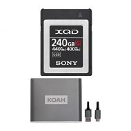 Sony 240GB XQD G Series Memory Card with Koah Pro USB 3.1 Type-C XQD Compact Aluminum Card Reader Bundle (2 Items)