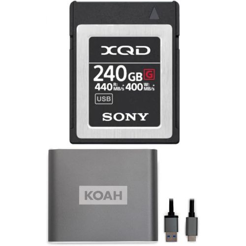 소니 Sony 240GB XQD G Series Memory Card with Koah Pro USB 3.1 Type-C XQD Compact Aluminum Card Reader Bundle (2 Items)