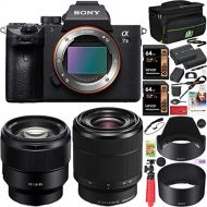 Sony a7III Full Frame Mirrorless Camera ILCE-7M3K/B with 2 Lens SEL2870 FE 28-70mm F3.5-5.6 OSS and SEL85F18 FE 85mm F1.8 Set + Deco Gear Case 2 x 64GB Memory Cards Extra Battery K