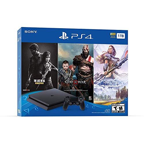 소니 Newest Flagship Sony Play Station 4 1TB HDD Only on Playstation PS4 Console Slim Bundle - Included 3X Games (The Last of Us, God of War, Horizon Zero Dawn) 1TB Hard Drive Incredibl