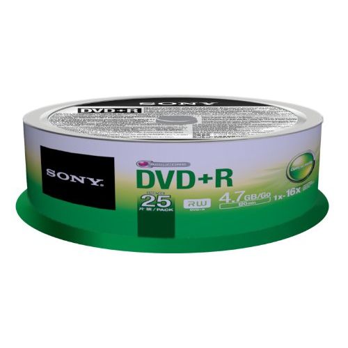 소니 Sony 25DPR47SP 16x DVD+R 4.7GB Recordable DVD Media - 25 Pack Spindle