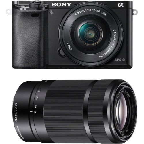 소니 Sony Alpha a6000 Mirrorless Camera w/ 16-50mm + 55-210mm Power Zoom Lenses