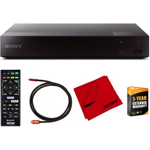 소니 Sony BDP-S1700 Streaming Blu-ray Disc Player with Dolby TrueHD and DTS Master Audio Bundle with Deco Gear 6 ft High Speed HDMI 2.0 Cable and Microfiber TV Screen Cloth