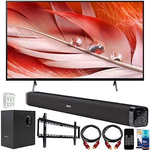 소니 Sony XR65X90J 65-inch X90J 4K Ultra HD Full Array LED Smart TV (2021 Model) Bundle with Deco Gear Home Theater Soundbar with Subwoofer, Wall Mount Accessory Kit, 6FT 4K HDMI 2.0 Ca