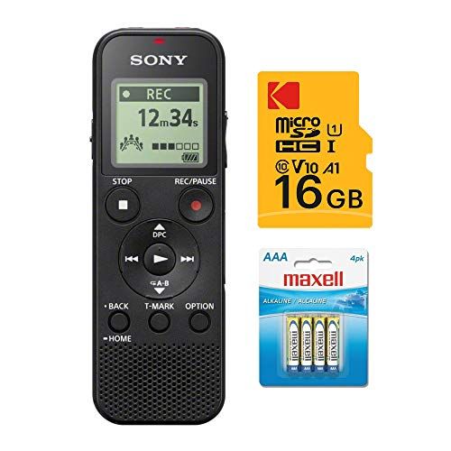 소니 Sony ICD-PX370 Digital Voice Recorder with 16GB microSDHC Card with Adapter Bundle (3 Items)