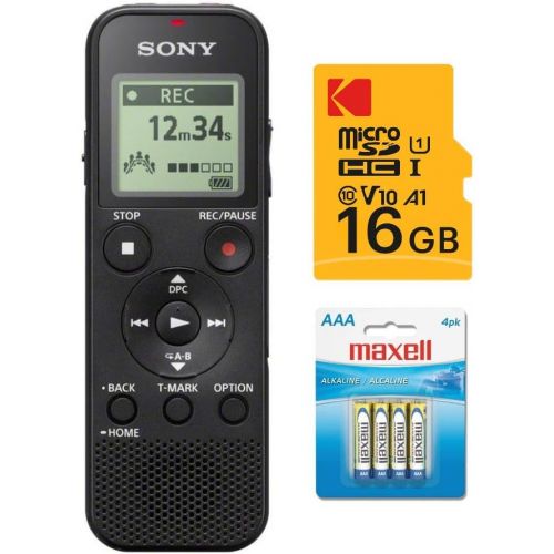 소니 Sony ICD-PX370 Digital Voice Recorder with 16GB microSDHC Card with Adapter Bundle (3 Items)