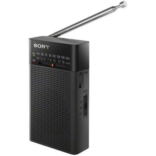 소니 Sony ICFP26 Portable AM/FM Radio (Black) with Headphones and Accessory Bundle (3 Items)