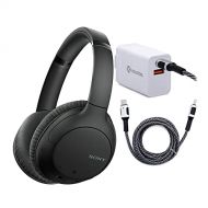 Sony WHCH710N Wireless Bluetooth Noise Canceling Over-The-Ear Headphones (Black) with Kratos 18W PD Two-Port Power Adapter and Kratos 6-Feet Nylon Braided USB-C Cable Bundle (3 Ite