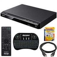 Sony DVPSR510H DVD Player with HDMI Port (Upscaling) + Accessories Bundle Includes, 2.4GHz Wireless Backlit Keyboard w/Touchpad, 6ft HDMI Cable and Laser Lens Cleaner for DVD/CD Pl