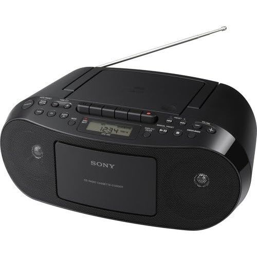 소니 Sony Portable Stereo Cd Player & Tape Cassette Recorder With Digital Tuner AM/FM Radio & Mega Bass Reflex Stereo Sound System Plus 6ft CubeCable Aux Cable to Connect Any Ipod, Ipho