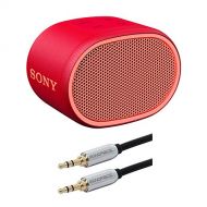 Sony XB01 Extra Bass Portable Bluetooth Speaker (Red) with 10-Feet Audio Cable Bundle (2 Items)