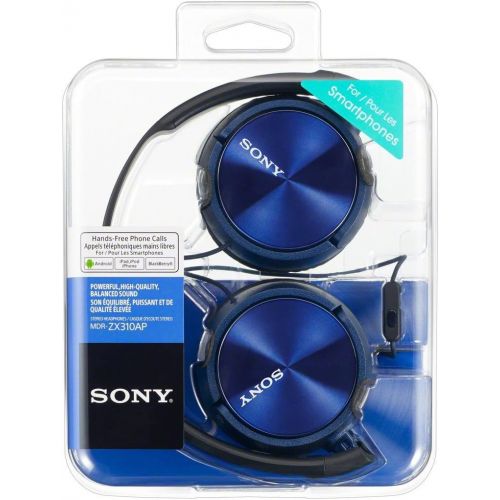 소니 Sony Foldable Headphones with Smartphone Mic and Control - Metallic Blue