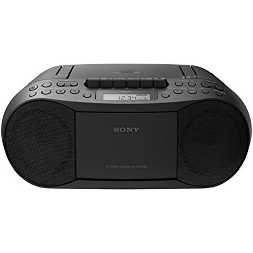 소니 Sony Stereo CD/MP3 Cassette Boombox, AM/FM Radio, Cassette Recorder, Headphone & Auxiliary Jacko, Black - Includes a 6 FT Aux Cable