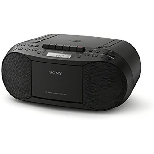 소니 Sony Stereo CD/MP3 Cassette Boombox, AM/FM Radio, Cassette Recorder, Headphone & Auxiliary Jacko, Black - Includes a 6 FT Aux Cable