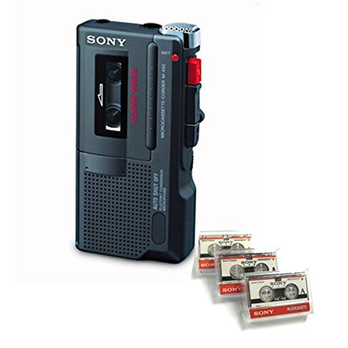 소니 Sony M-450 MicroCassette Recorder Refurbished with 3 New Microcassette Tapes