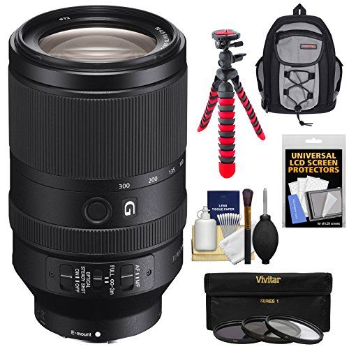 소니 Sony Alpha E-Mount FE 70-300mm f/4.5-5.6 G OSS Zoom Lens with 3 Filters + Backpack Case + Flex Tripod + Kit for A7, A7R, A7S Mark II Cameras