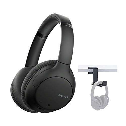소니 Sony WHCH710N Wireless Bluetooth Noise Canceling Over-The-Ear Headphones (Black) with Knox Gear Headphone Hanger Mount Bundle (2 Items)