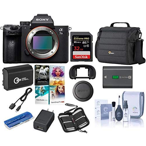 소니 Sony Alpha a7 III 24MP UHD 4K Mirrorless Digital Camera + 32GB SDHC U3 Card + Lowepro Camera Case + Spare Battery + Cleaning Kit + Memory Wallet + Card Reader + Corel PC Photo Vide