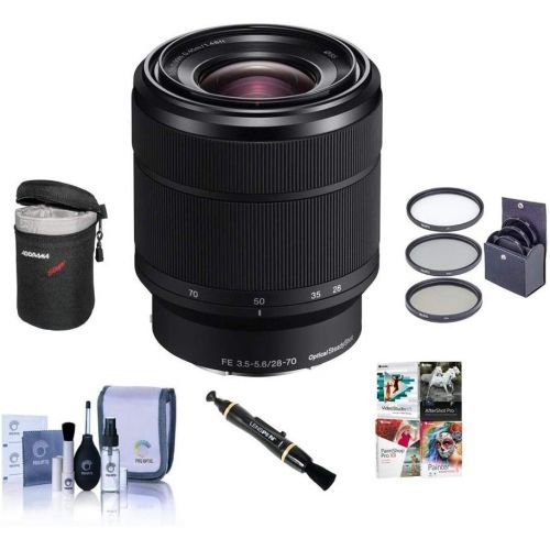 소니 Sony FE 28-70mm F3.5-5.6 OSS E-Mount Lens - Bundle with 55mm Filter Kit (UV/CPL/ND), Cleaner, Soft Lens Case, Cleaning Kit, Professional Software Package