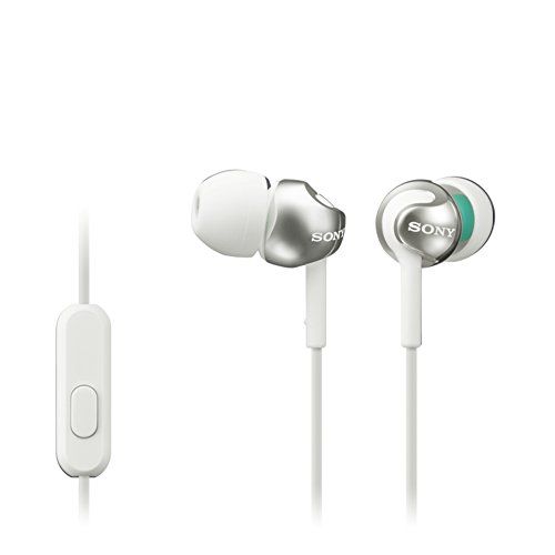 소니 Sony Deep Bass Earphones with Smartphone Control and Mic - Metallic White