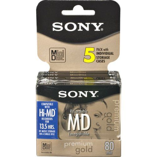 소니 Sony 5MDW80PL 80 Minute MiniDisc MD Premium Gold (5 Pack) (Discontinued by Manufacturer)