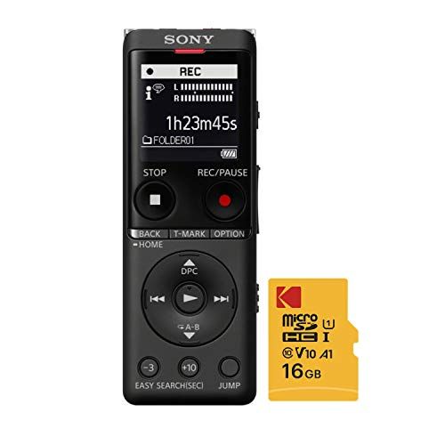 소니 Sony ICD-UX570 Digital Voice Recorder (Black) with 16GB Memory Card Bundle (2 Items)