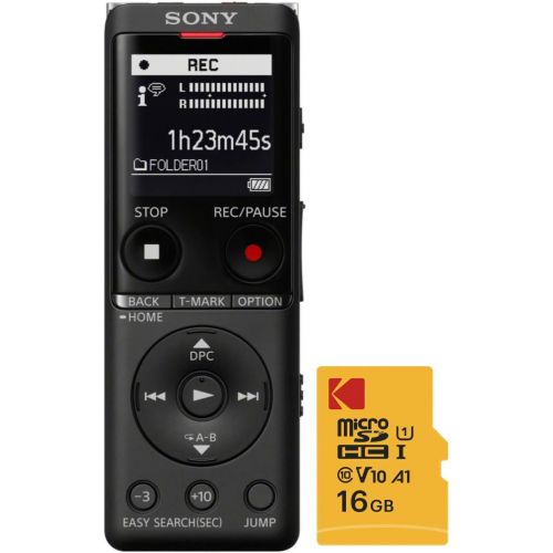 소니 Sony ICD-UX570 Digital Voice Recorder (Black) with 16GB Memory Card Bundle (2 Items)