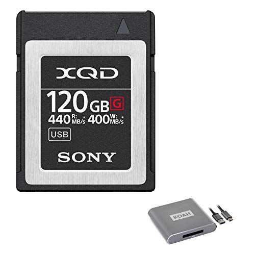 소니 Sony 120GB XQD G Series Memory Card with Koah Pro USB 3.1 Type-C XQD Compact Aluminum Card Reader Bundle (2 Items)