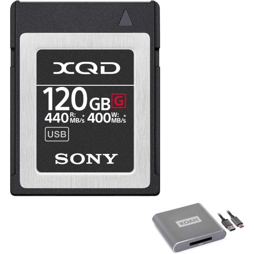 소니 Sony 120GB XQD G Series Memory Card with Koah Pro USB 3.1 Type-C XQD Compact Aluminum Card Reader Bundle (2 Items)