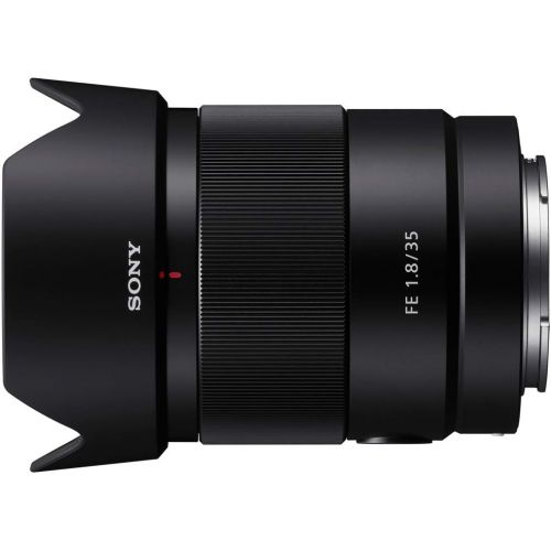 소니 Sony FE 35mm F1.8 Large Aperture Full-Frame E-Mount Prime Lens Bundle with 64GB Memory Card, Camera Sling Backpack, All-in-One Cleaning Kit for DSLR Cameras and 60-Inch Video & Pho