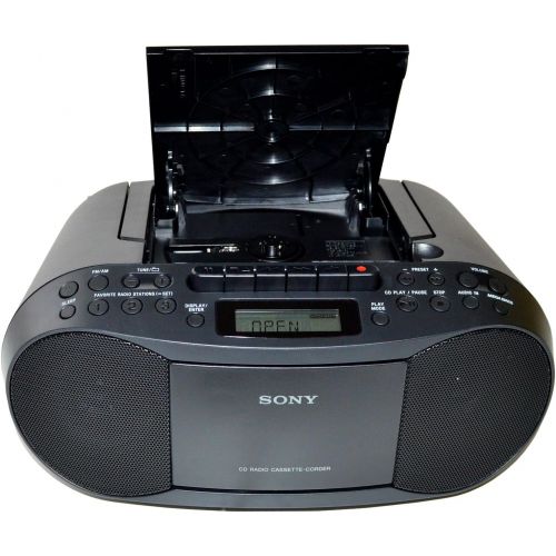 소니 Sony Compact Portable Stereo Sound System Boombox with MP3 CD Player, Digital Tuner AM/FM Radio, Tape Cassette Recorder, Headphone Output & 3.5mm Audio Auxiliary input Jack