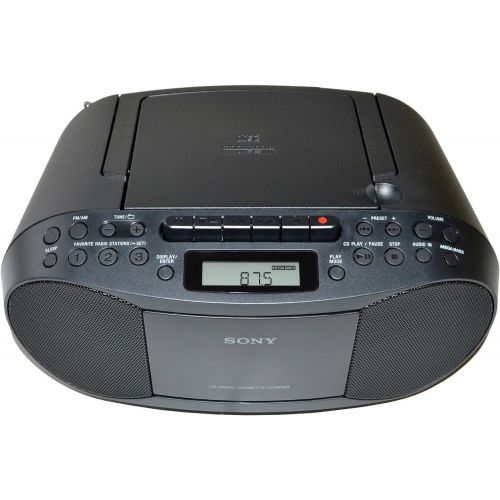소니 Sony Compact Portable Stereo Sound System Boombox with MP3 CD Player, Digital Tuner AM/FM Radio, Tape Cassette Recorder, Headphone Output & 3.5mm Audio Auxiliary input Jack
