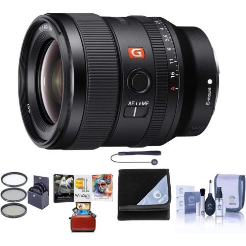 소니 Sony FE 24mm F/1.4 GM (G Master) E Mount Lens - Bundle with 67mm Filter Kit, Lens Wrap, Capleash II, Cleaning Kit, Mac Software Package