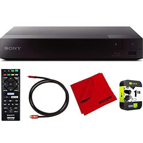 소니 Sony BDP-S3700 Streaming Blu-ray Disc Player with Wi-Fi and Dolby TrueHD Audio Bundle with Deco Gear 6 ft High Speed HDMI 2.0 Cable and Microfiber TV Screen Cloth