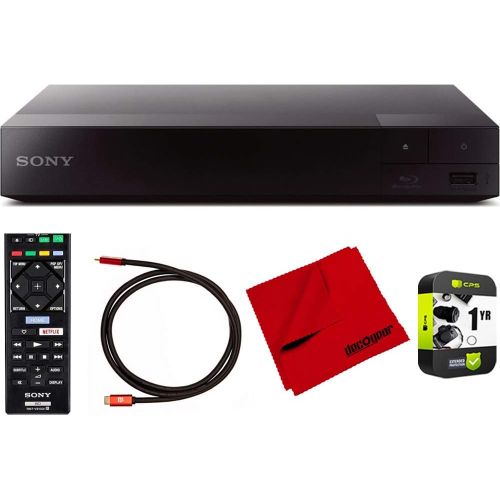 소니 Sony BDP-S3700 Streaming Blu-ray Disc Player with Wi-Fi and Dolby TrueHD Audio Bundle with Deco Gear 6 ft High Speed HDMI 2.0 Cable and Microfiber TV Screen Cloth