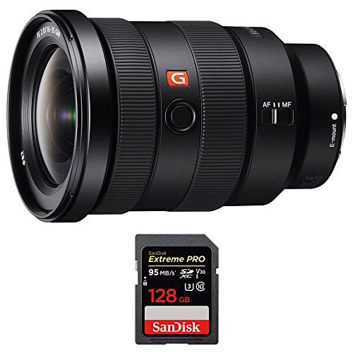 소니 Sony (SEL1635GM FE 16-35mm F2.8 GM Wide-Angle Zoom Lens Full-Frame E-Mount Cameras w/Sandisk Extreme PRO SDXC 128GB UHS-1 Memory Card