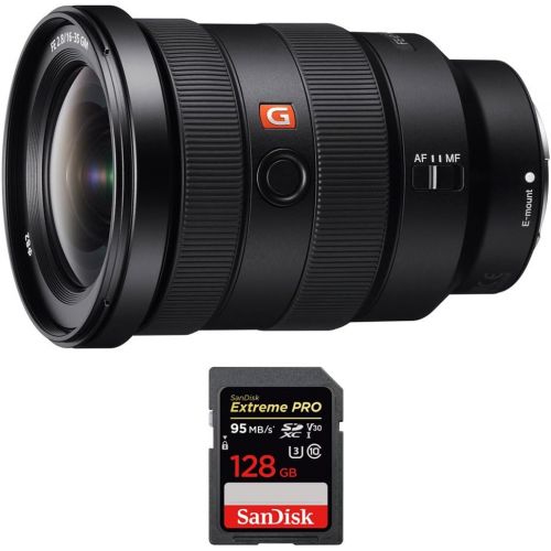 소니 Sony (SEL1635GM FE 16-35mm F2.8 GM Wide-Angle Zoom Lens Full-Frame E-Mount Cameras w/Sandisk Extreme PRO SDXC 128GB UHS-1 Memory Card