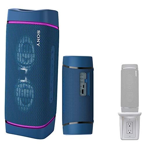 소니 Sony SRSXB33 Extra BASS Bluetooth Wireless Portable Speaker (Blue) with Knox Gear Multipurpose Outlet Wall Shelf Bundle (2 Items)