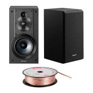 Sony SSCS5 3-Way 3-Driver Bookshelf Speaker System (Black) Bundle with 100 feet, 16AWG Speaker Wire