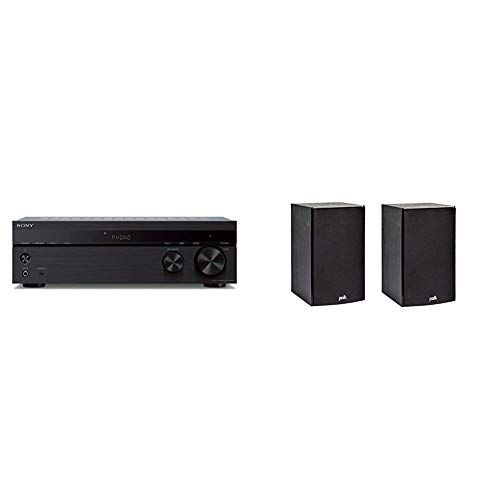 소니 Sony STRDH190 2-ch Stereo Receiver with Phono Inputs & Bluetooth & Polk Audio T15 100 Watt Home Theater Bookshelf Speakers (Pair) - Premium Sound at a Great Value Dolby and DTS Sur