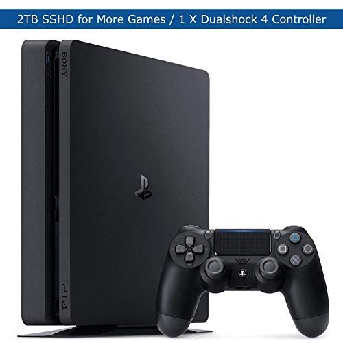 소니 Sony Playstation 4 Slim Upgraded 2TB SSHD Video Game Console with DualShock 4 Wireless Jet Black Controller for PS4